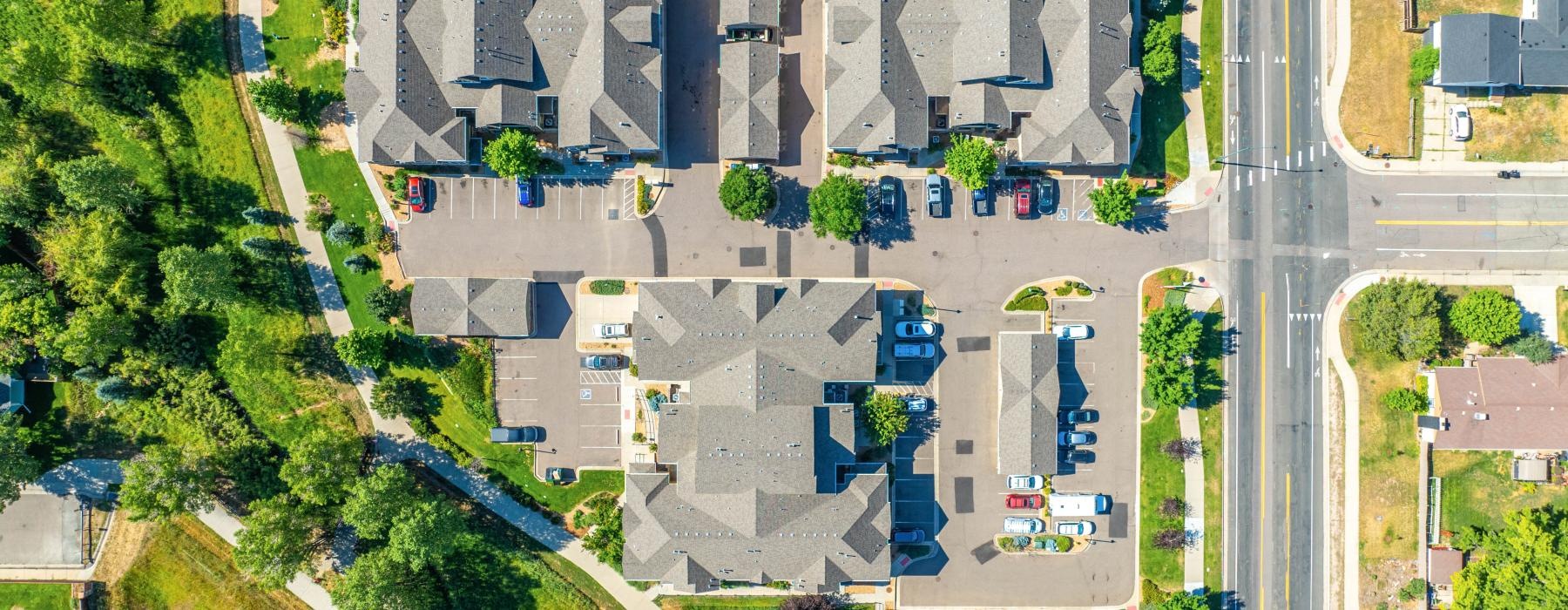 overview of a building complex with trees