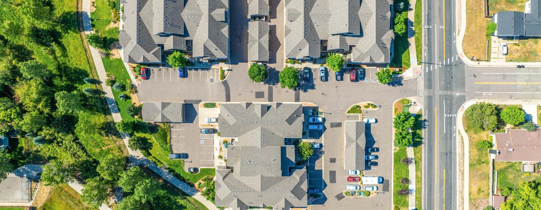 overview of a building complex with trees